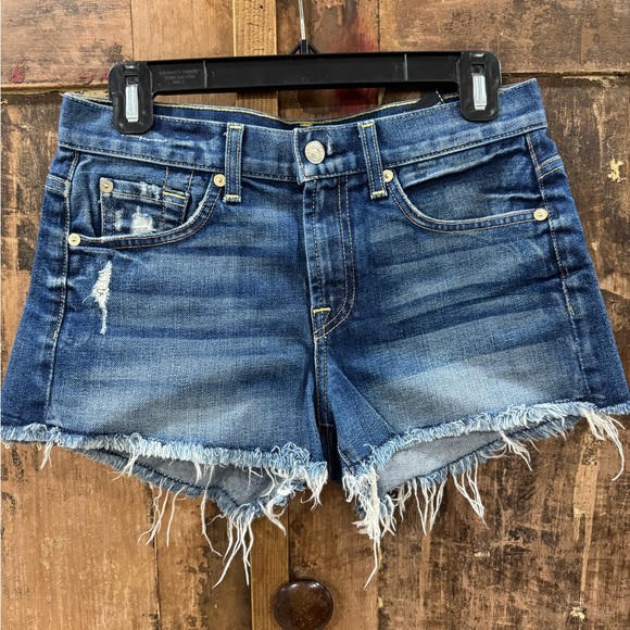 7 For All Mankind Pants - 7 FOR ALL MANKIND WOMENS DARK DENIM JEAN SHORTS SIZE 25 LIKE NEW
